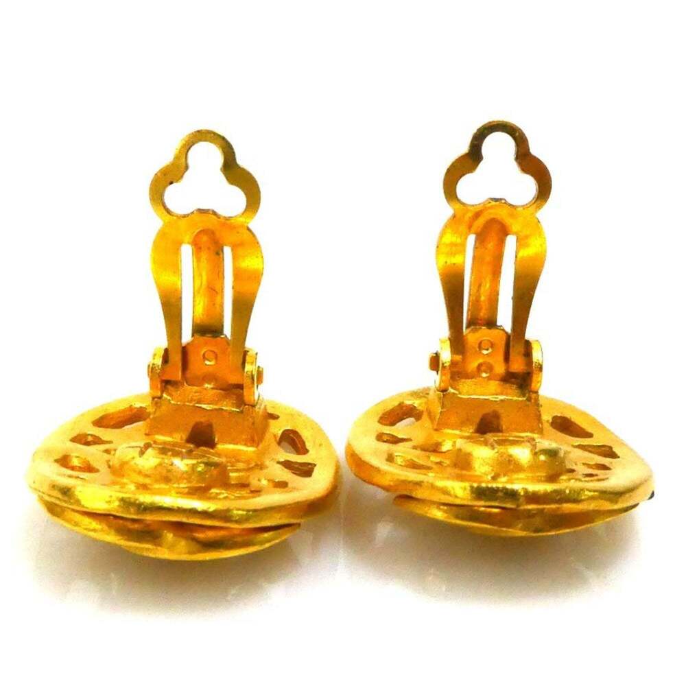 CHANEL Authentic Gold Logo Earrings - Picture 4 of 5